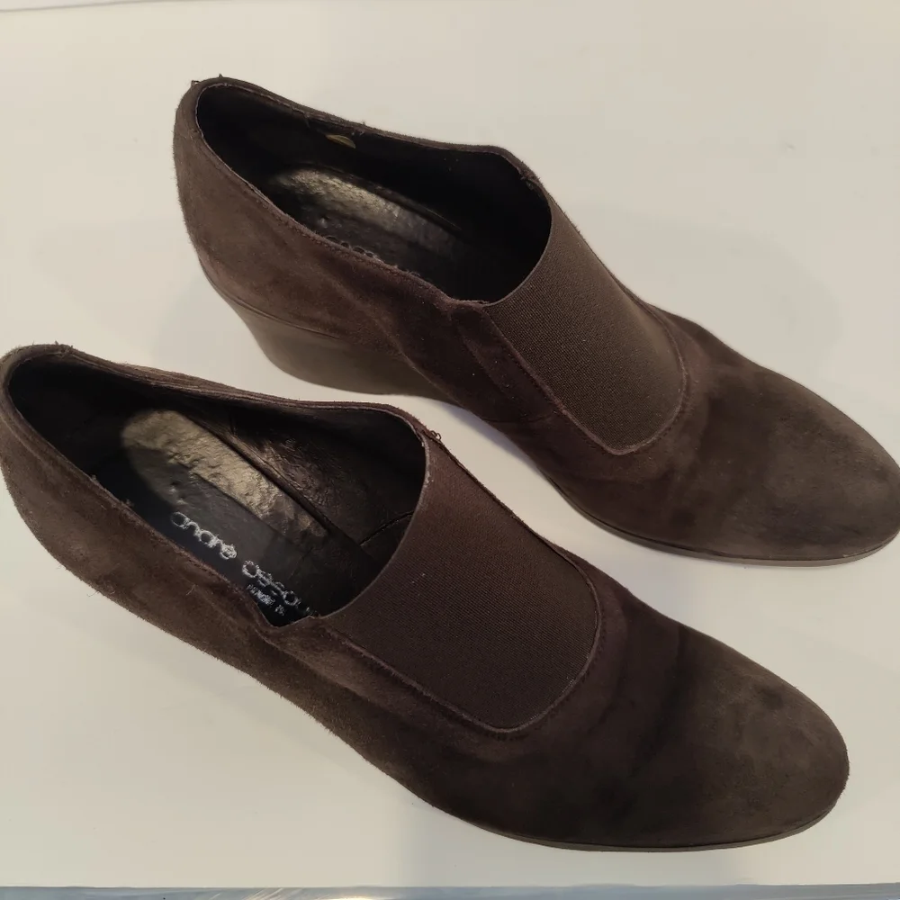 Andre Assous Suede Slip-on Wedge Shoes